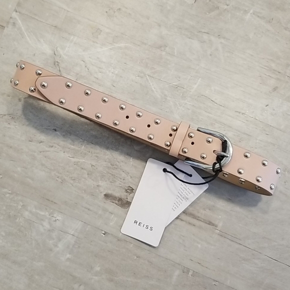 ?REISS? Emin Studded Wide Leather Belt ~ Nude XS main image 10